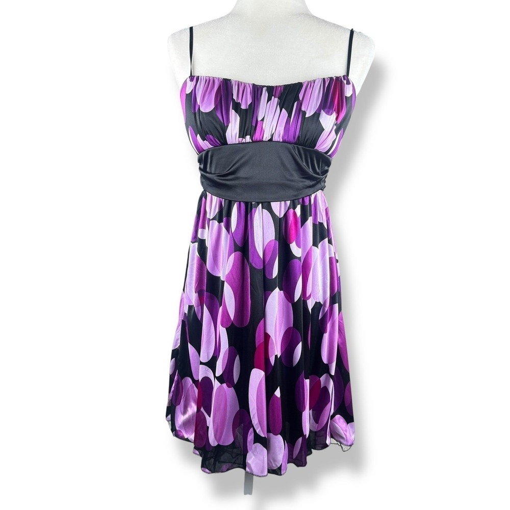 Y2K Ruby Rox Purple Babydoll Party Dress Size Medium Tulle Bubble Print‎ Hoco